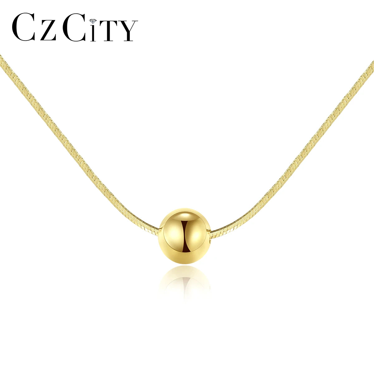 CZCITY New Coming Trendy Ball Gold Plated Fashion Necklace Simple Women Classic Pendants