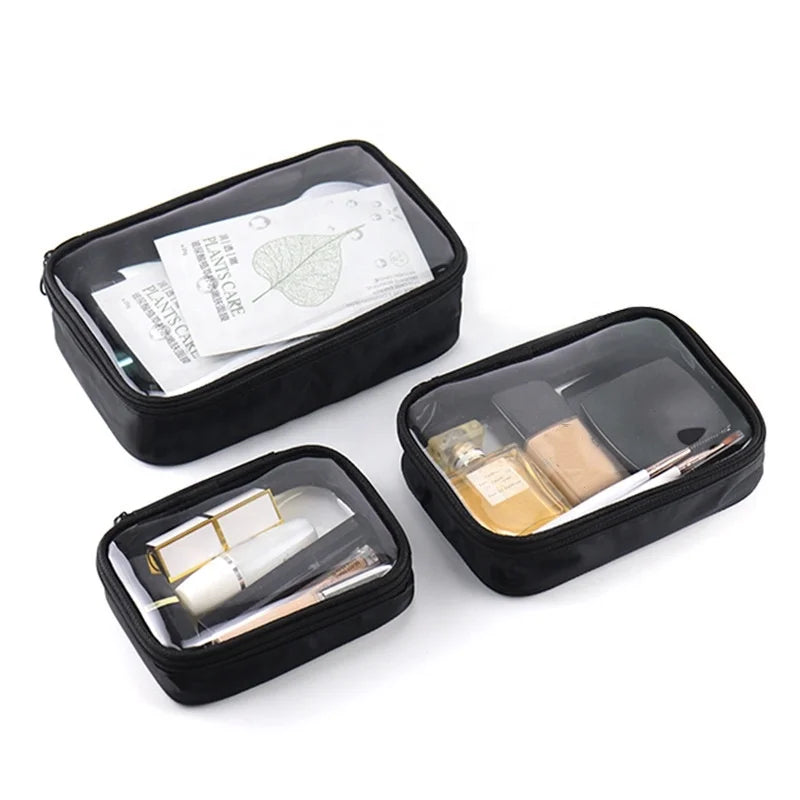 Hot Sale Women Waterproof PVC Transparent Bag Travel Cosmetic Case Clear MakeUp Bags for Toiletry Brush