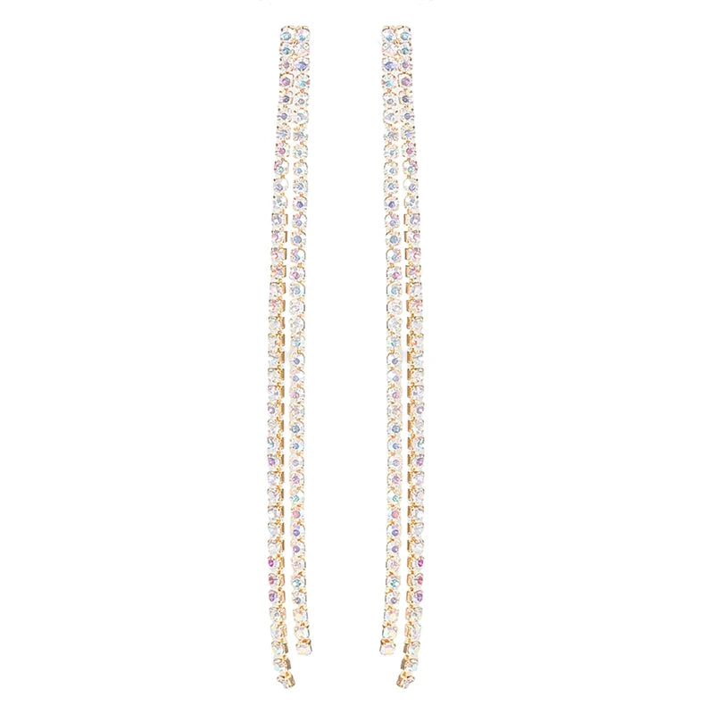 Hot Selling Luxury Silver Needle Diamond Tassel Retro Stud Earrings Super Long Pearl Wedding Fashion Statement for Parties Gifts