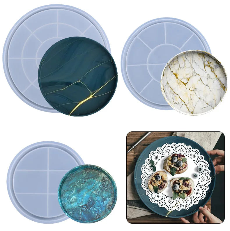 Large Silicone Resin Tray Molds Round for DIY Resin Serving Tray Jewelry Holder Home Decoration and Resin Crafts