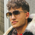 2022 Newest Square Mens Sunglasses Trendy Double Bridge Customized Shades Sun Glasses Womens Metal Sunglasses