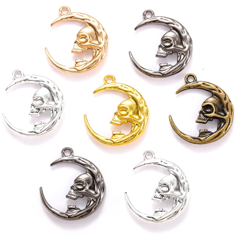 5color Alloy Moon Charm for DIY Necklace Bracelet Earrings Pendant Jewelry Crafts Making Accessories 23*27mm L638