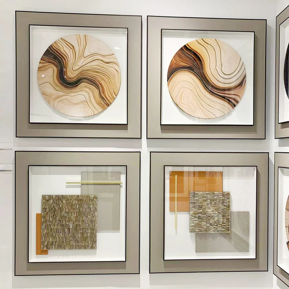 Wholesale Wall Hanging Square Modern Simple Hotel Project Artwork 3D Carving Relief Abstract Art Wall Decor With Painting MegaBDM