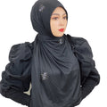 Wholesale New Knitted Fabric Scarves Ladies Solid Color Pleated Striped Hot Drill Hijabs Muslim Malay Indonesian Turban