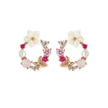 Korean New Colorful Rhinestone Pearl Stud Earrings for Women Charm Butterfly Flowers Shell Earrings Jewelry Brincos