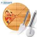 Bamboo Pizza Board Split Wooden Tray Western Food Cut Pizza Wooden Plate Round Cake Solid Wood Bread Plate