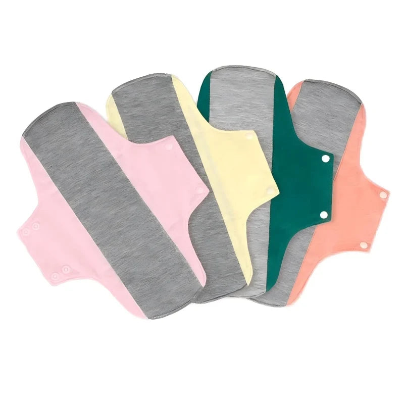 Reusable Sanitary Pads Pack of 4 Leak Proof Washable Pure Cotton Top Layer Ultra Absorbent for Women