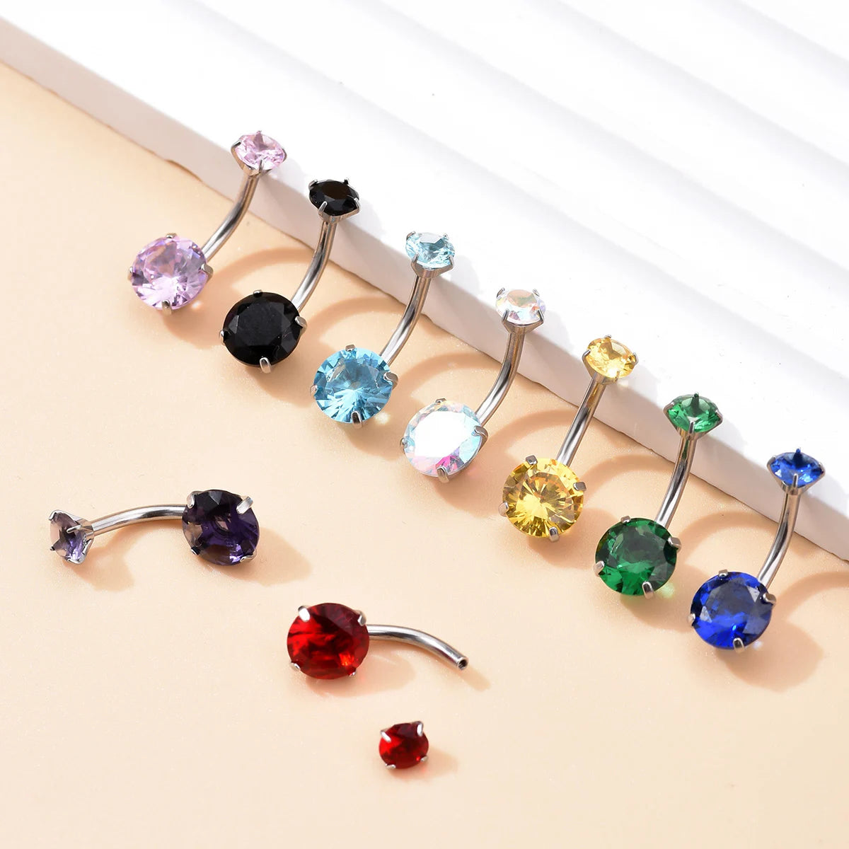 316L Surgical Steel Round & Heart CZ Belly Button Ring Hypoallergenic Navel Piercing Jewelry for Women Customizable Titanium
