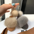 Mink Fur slippers Keychain Pendant Personality Cute Plush Car Pendant Mink Fur Ball Bag Keyring Pendant Female