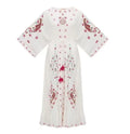 Women's Vintage Goddess V Neck Maxi Dress Eco-Friendly Cotton Flower Embroidery Summer ODM Customizable Natural Washable
