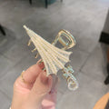 Pearl Crystal Umbrella Large Metal Hair Claw Hairpin Pearl Hairpins Sparkle Hair Clip Accessories Hairpins Women Hair Clips