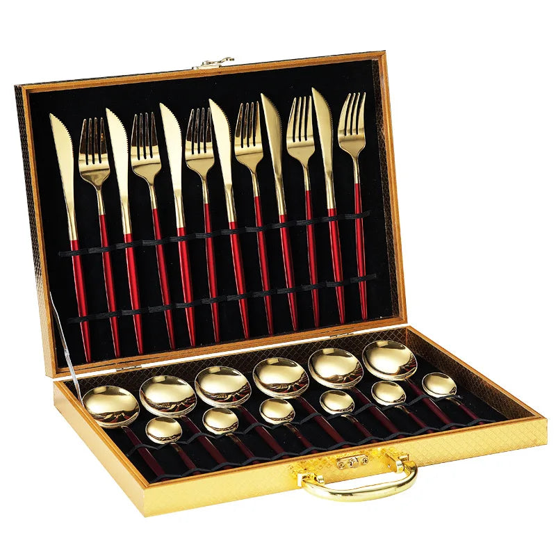 Knife Spoon Fork Set Gold Cutlery 24pcs Stainless Steel Flatware Sets Cutlery Set 24pcs