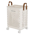 Large Capacity Multi-Function Plastic Folding Dirty Clothes Basket with Wheels Star Hollow Design for Household Bathroom Storage