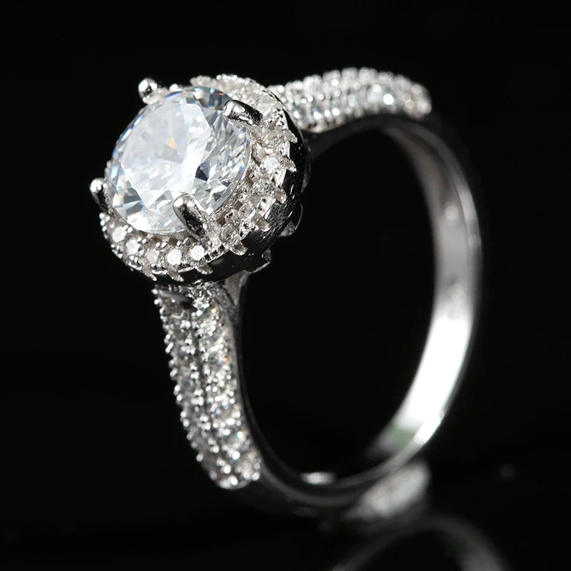 Hot Sale Light Luxury Zircon Latest Silver Set Women Diamond Engagement Design Ring Fine Jewelry