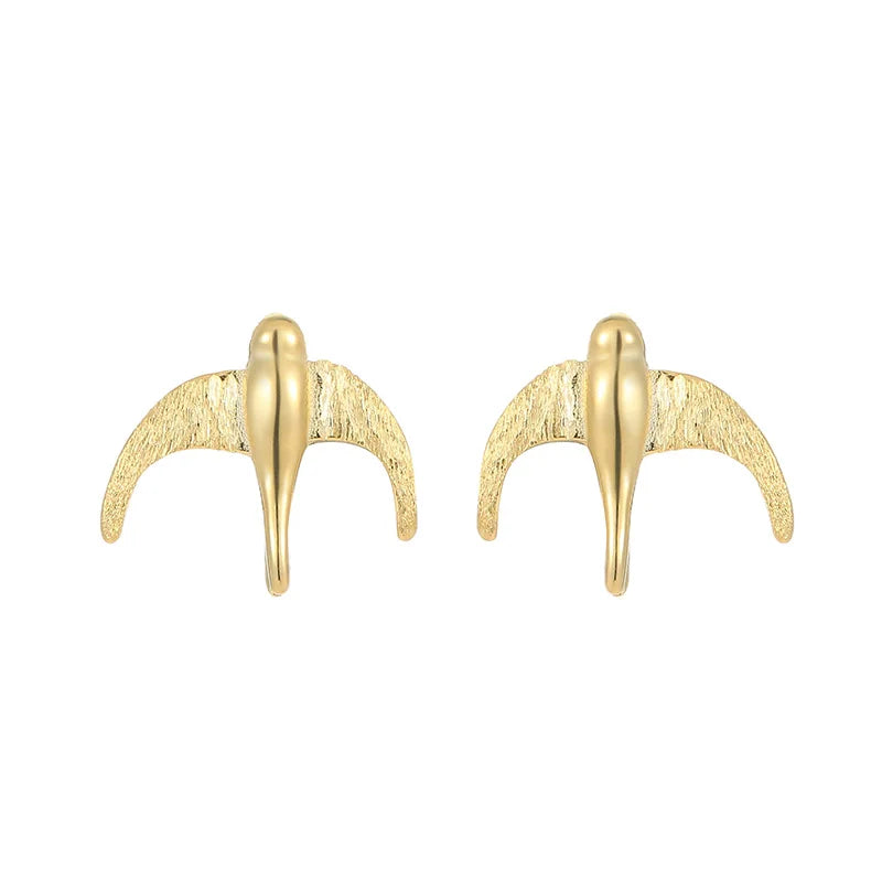 Wholesale 925 Sterling Silver 18K Gold Bird Stud Earrings for Women Trendy Hoop Design for Wedding Party Gifts