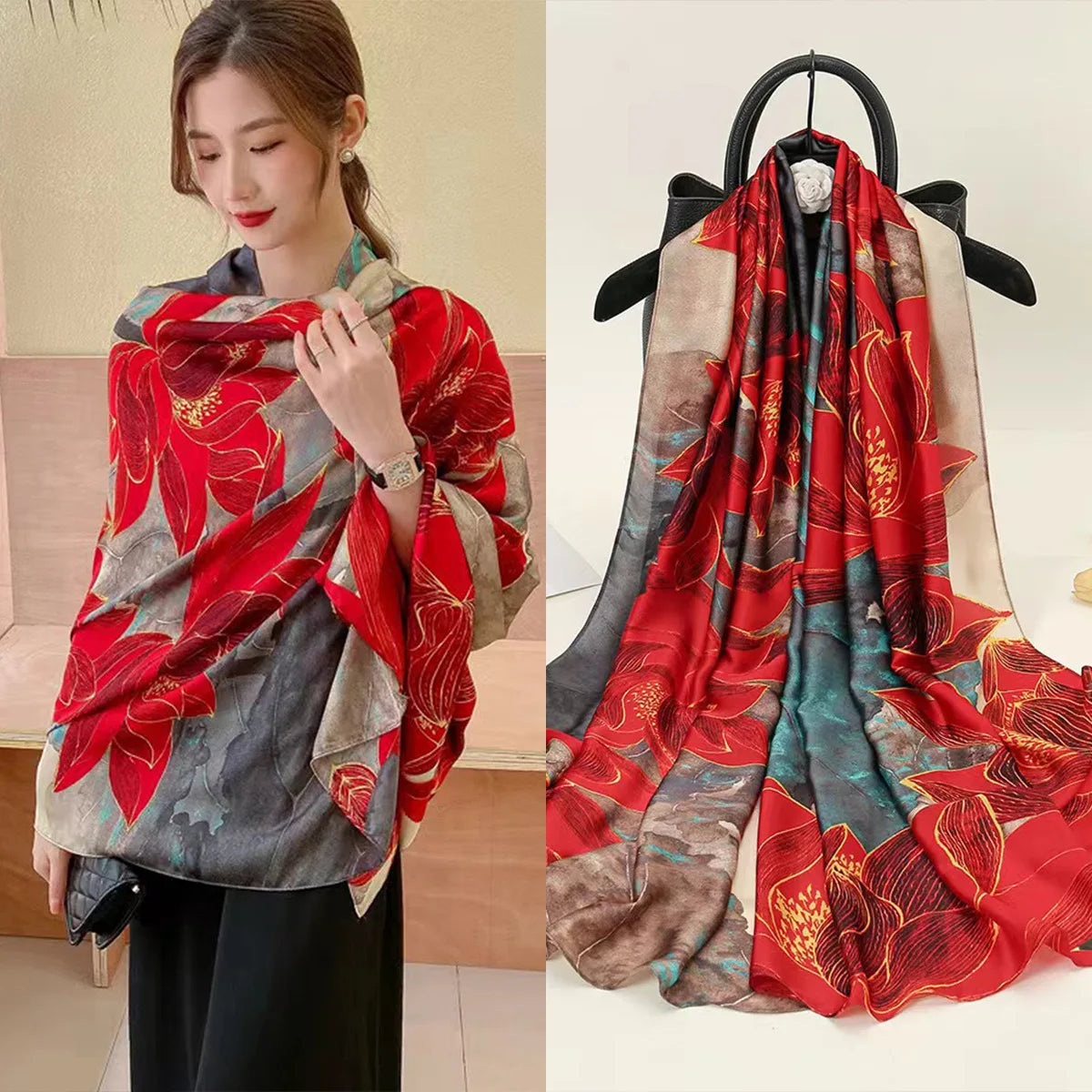 2024 New Style Comfortable Breathable Outer Gauze Scarf Women's Large Cape for Sun Protection Versatile Outdoor Beach Shawl
