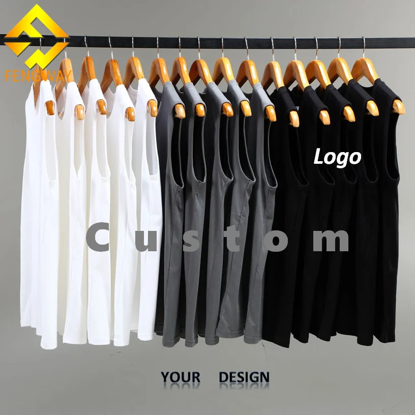 Fengway Custom 230gsm Heavyweight Men's Tank Top Summer Sleeveless Cotton Crew Neck Vest Washed Casual Style