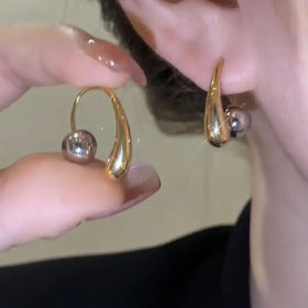 Minimalist Hypoallergenic Needle Earring Water Drop Round Ball Metal Earrings for Women Fashion Party Jewelry