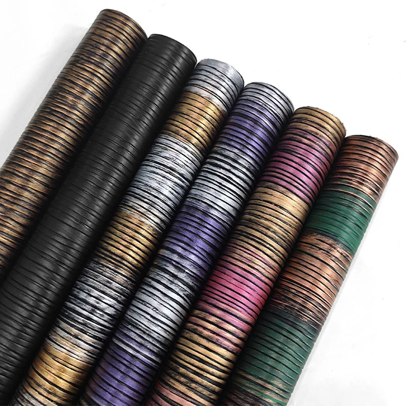 1.1mm Retro Vertical Stripe Faux Leather Fabric Synthetic Leather for Diy Making Bag Shoes Crafts
