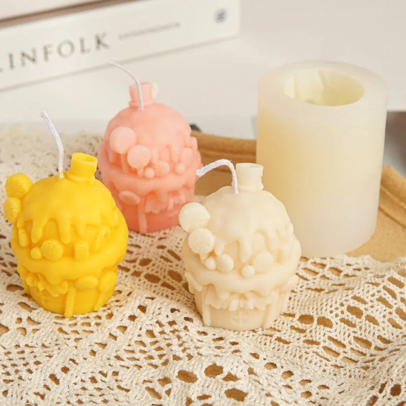 DIY Scented Kitchen Tools Home Ornament Butterscotch Donut House Candle Mold Candy House Candle Silicone Mold