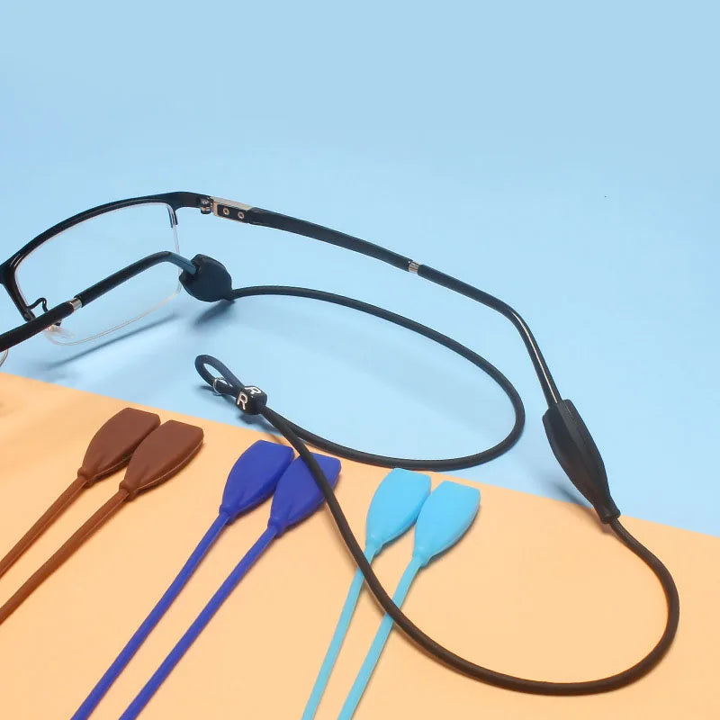 Children's Sports Ball Rafting Silicone Spectacles Holder Sleeve Fixed Non-slip Anti-drop Glasses Leg Straps with Non-slip Rope