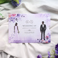Creative Bride and Groom Slider Light Purple Wedding Invitation Pull Cards with Cartoon Image Invitation