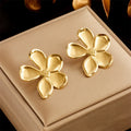 Fashion Stainless Steel Tarnish Free Gold Plated Flower Stud Earrings for Girl Elegant Women Jewelry