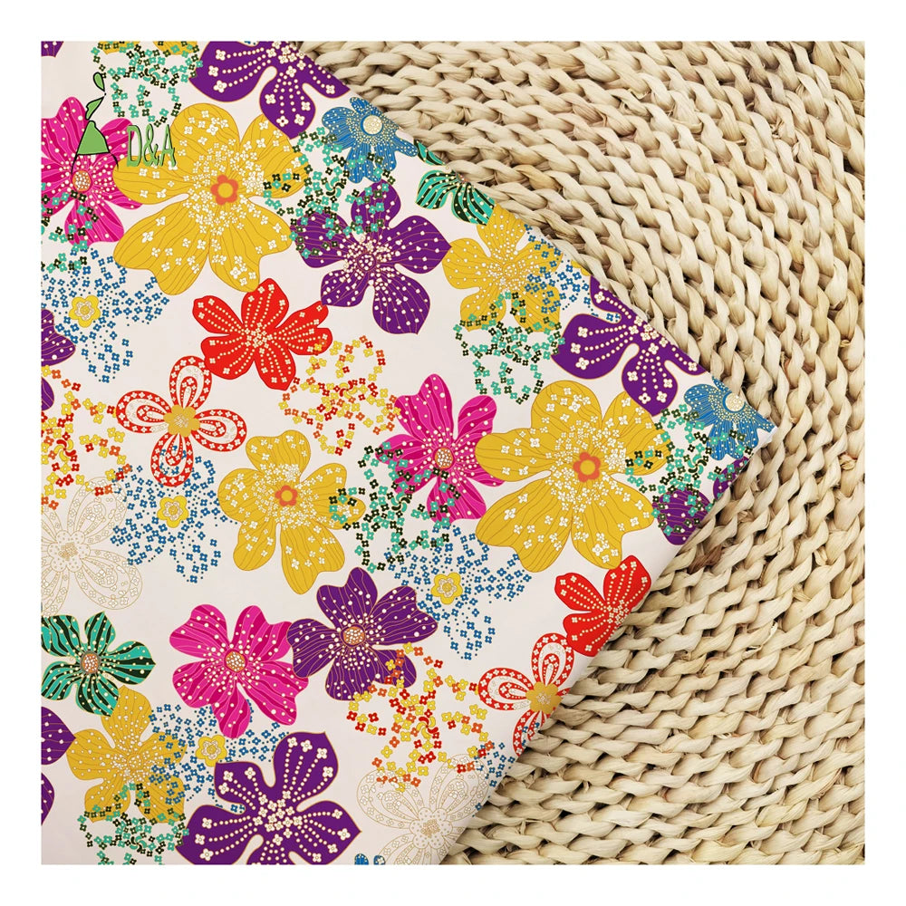 Low MOQ Floral & Knot Pattern Printed 100% Cotton Fabric Lightweight Stain Resistant for UAE Girls & Boys Patchwork Garments