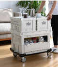 SHIMOYAMA 75L/19L Large Movable Car/Kitchen Storage Camp Mobile Box Trailer Camping Folding Front Open Box With Wooden Cover