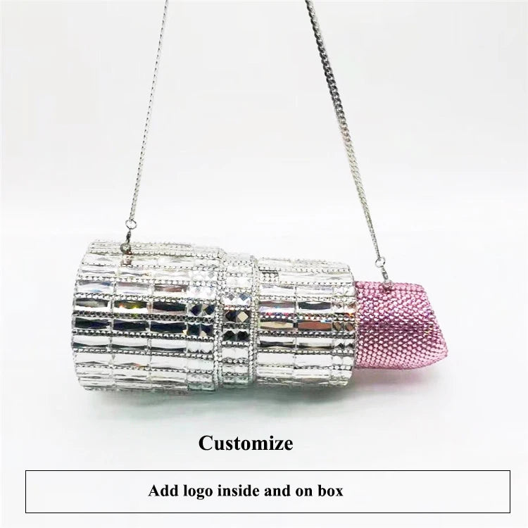 LEB1478 Lip Stick Rhinestone Crystal Purses Evening Lipstick Purse Handbag Luxury Wedding Diamond Clutch Bags
