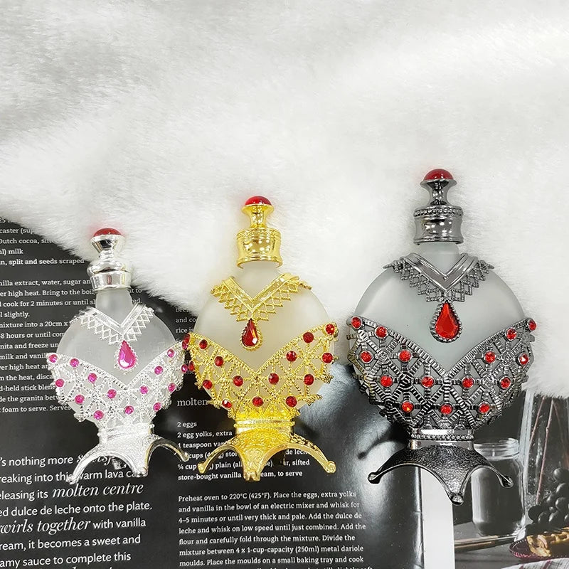 15ml 10 30ml Middle East Brand Full Dress Metal Perfume Bottle Stones Essential Oil Refillable Attar Bottles Factory Outlet#890S