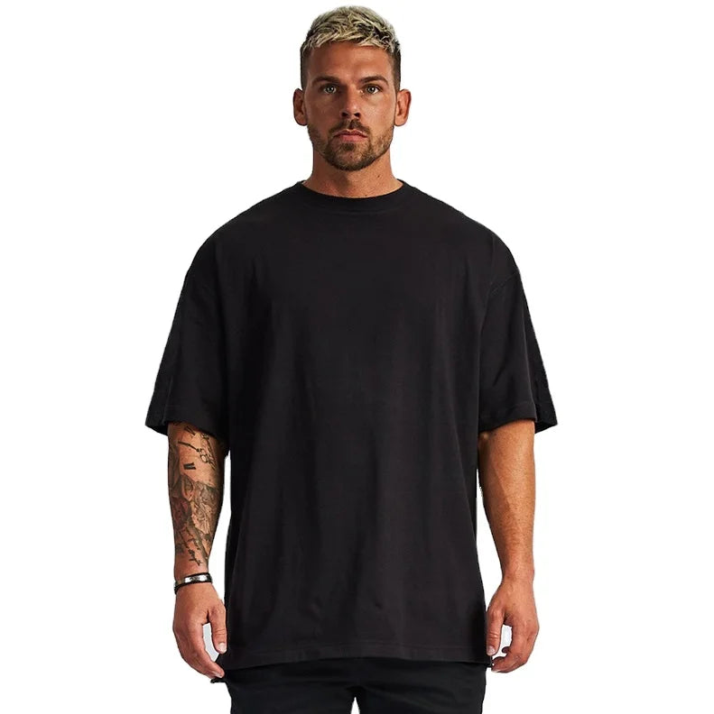 Luxury Quality Cotton Loose Fit Small Shoulder Brand Blank Men's T-Shirt Oversized