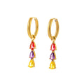 Titanium Steel Dangle Earrings European American Stylish Luxury Elegant Water Drop Zircon Stainless Steel Color Ear Fashion