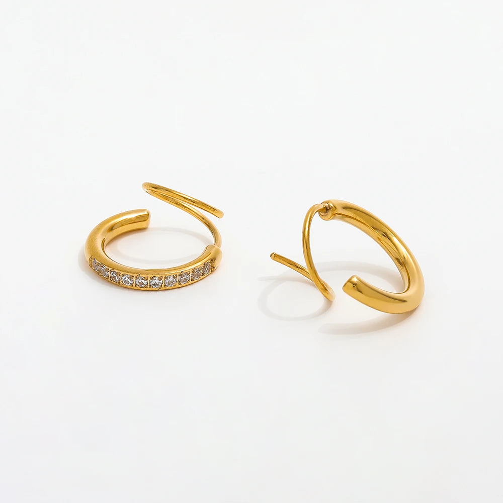 Fenny 18K Gold-plated Waterproof Fashion Zirconia Pave Spiral Hoop Earring Wholesale Stainless Steel Ladies Jewelry