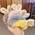 Wholesale Cute Plush Rabbit Ear Elastic Hair Bands Women Fluffy Bunny Ear Scrunchies Rubber Band Hair Ties Hair Accessories