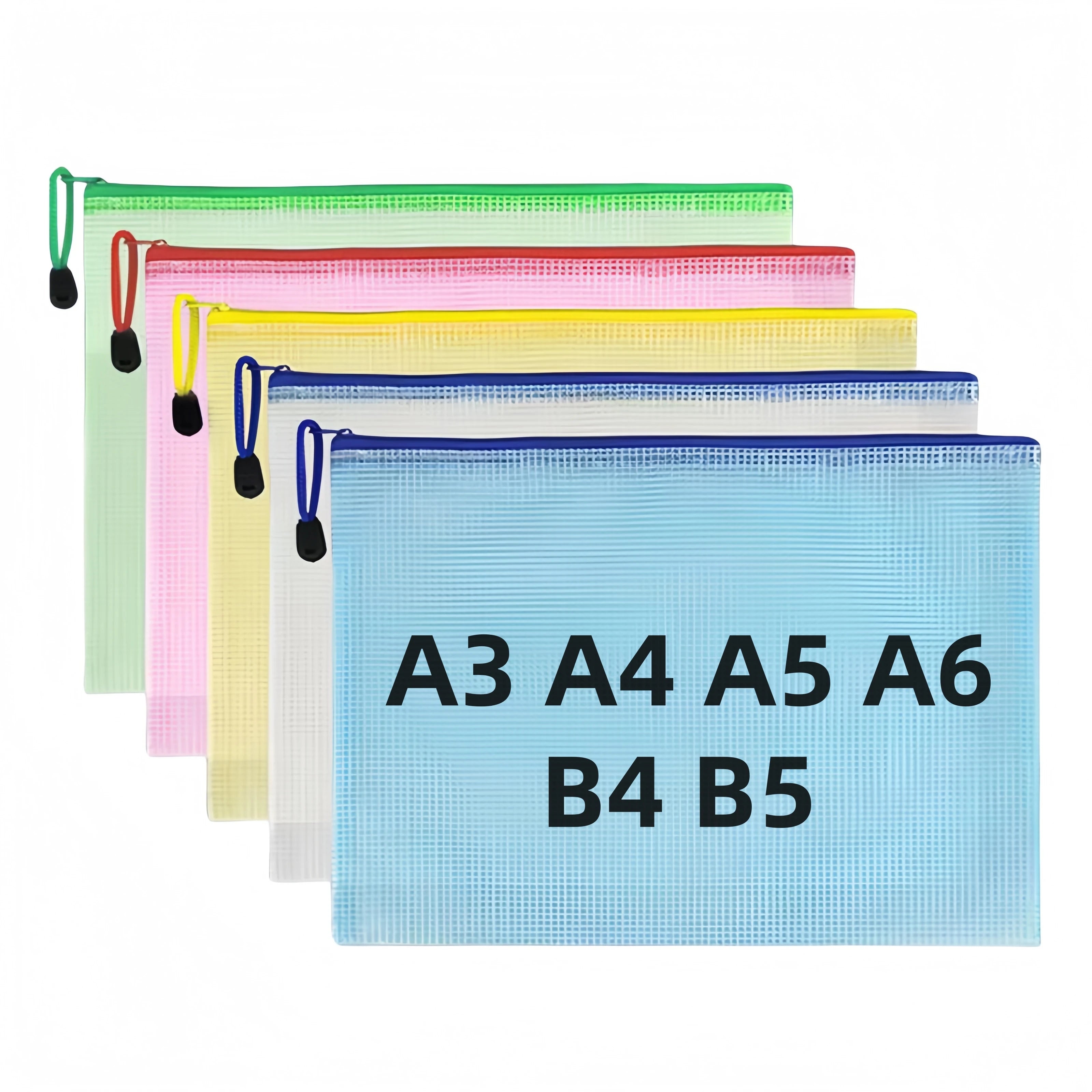 Storage Bag A3 A4 A5 A6 B4 B5 Stationery Storage Mesh Zipper Pouch Document Bag Zip File Folder Storage Bag