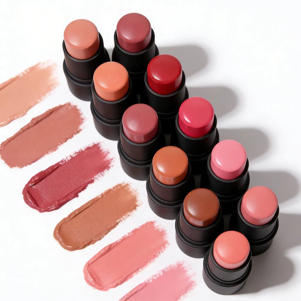 Custom Private Label Vegan Korean Blush Stick Waterproof Cream Blush on Cheek Lip Eye Makeup Rubor Maquillaje Stick De Blush