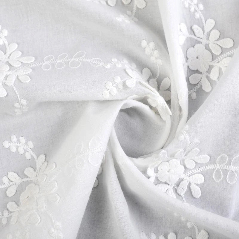 Wholesale 100% Organic Cotton Plain Embroidery Fabric Luxury 3D Satin Soft Breathable Wedding Dresses Bags Knitted Girls