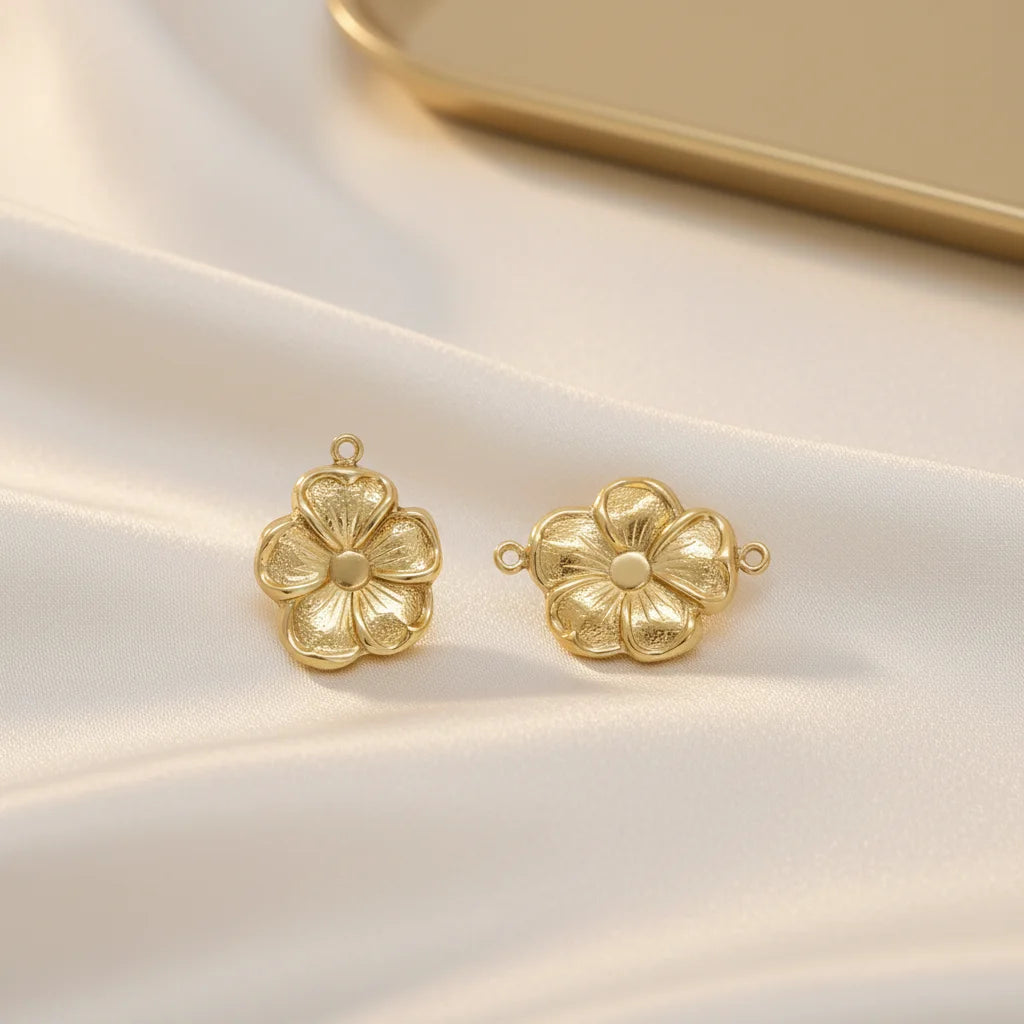 GP US Hibiscus Flower Drop Connector Jewellery 14K Gold Filled for Permanent Jewelry Chains Findings Bracelets Wholesale