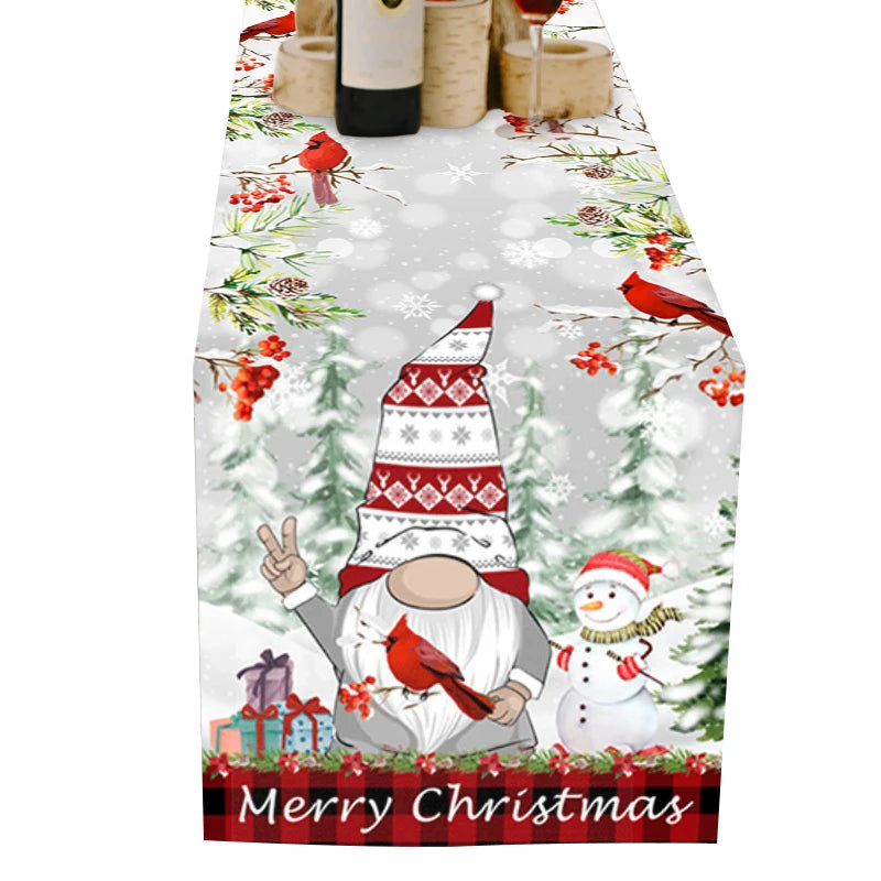 2024 New Snowman Christmas Decoration Cotton Linen Customized Party Polyester Table Runner