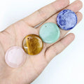 Carved Round Coin Shape Stone PendantHealing Crystal Charms Pendants for Jewelry Making