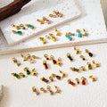 SC Wholesale Vintage Geometric Zircon DIY Charm Stainless Steel Jewelry Accessory Boho Colorful Birthstone Pendants for Birthday