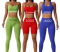 2022 Custom New Style Lady Fitness Suit Sportswear  5Pcs Set Seamless Yoga Short Set Pants Conjuntos  Yoga Wear Activia Clothing
