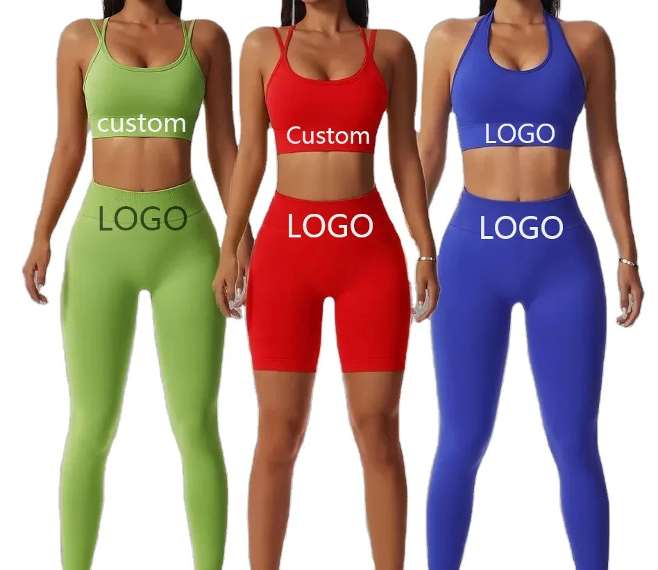 2022 Custom New Style Lady Fitness Suit Sportswear  5Pcs Set Seamless Yoga Short Set Pants Conjuntos  Yoga Wear Activia Clothing