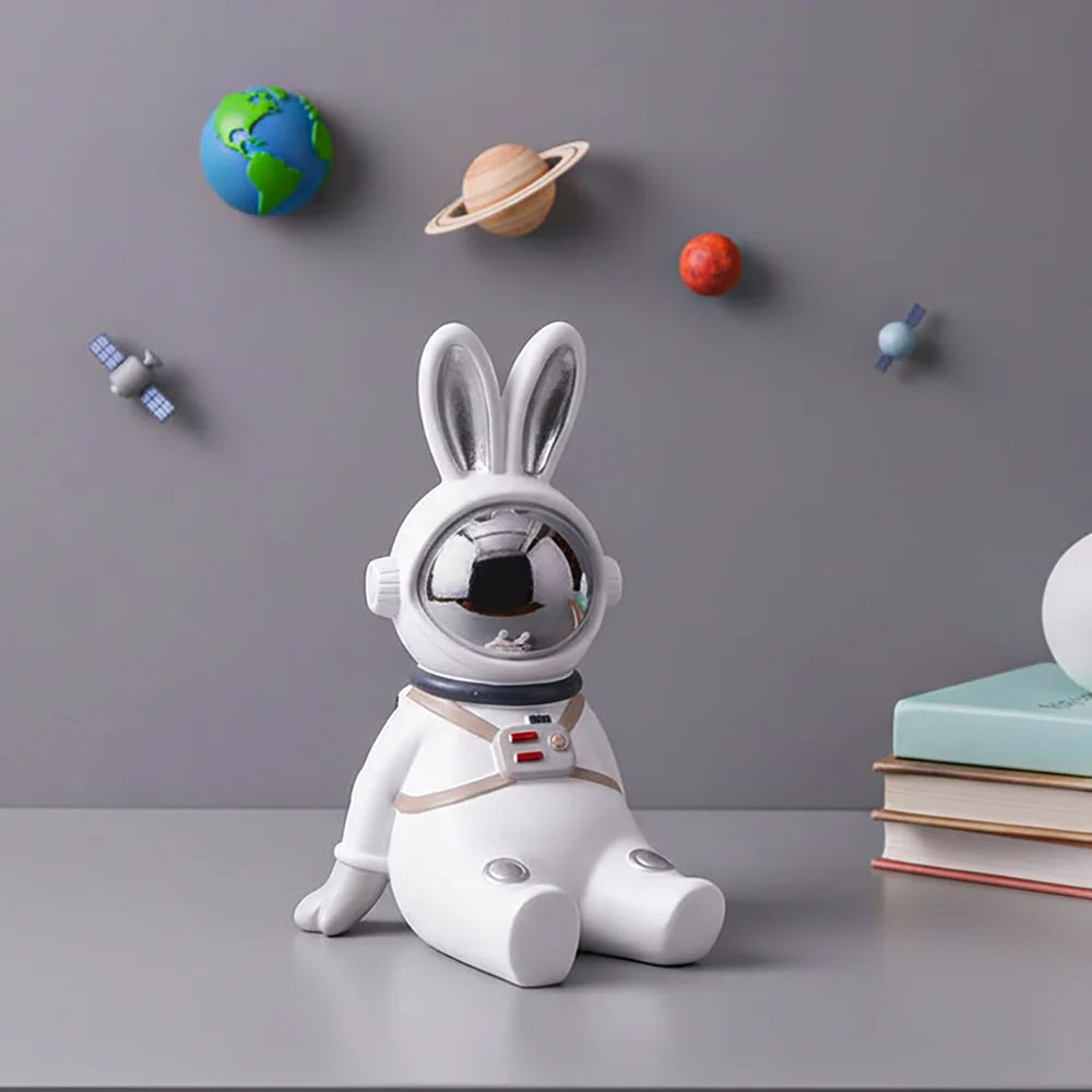 Penew Design Crafts Astronaut Cute Rabbit Sculpture Office Desktop Resin Ornaments Gift