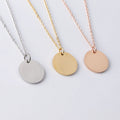 Women Jewelry Blank Round Disc Pendant Stainless Steel Gold Plated Custom Name Necklace