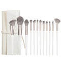 Custom logo 12Pcs White Handle Synthetic Makeup Brush Set Makeup Brushes with Bag