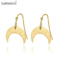 SP-LAM Croissant Earring Vintage Jewelry Designer Fashion Modern Drop Plated Gold Hoop Stainless Steel Earring
