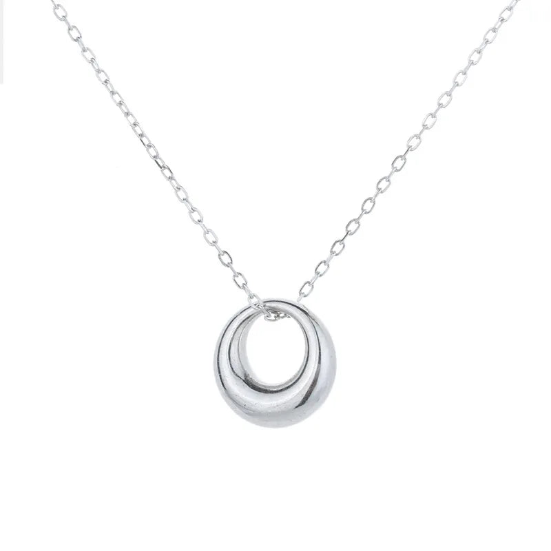 Wholesale Minimalist Style 925 Sterling Silver Jewelry for Women Geometric Circle Ring Pendant Necklace Engagement Wedding Party