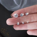 SC Stackable Hypoallergenic Mini Diamond Ear Studs 3mm 4mm 5mm 6mm 7mm 8mm Round CZ Sterling Silver Stud Earrings for Girls